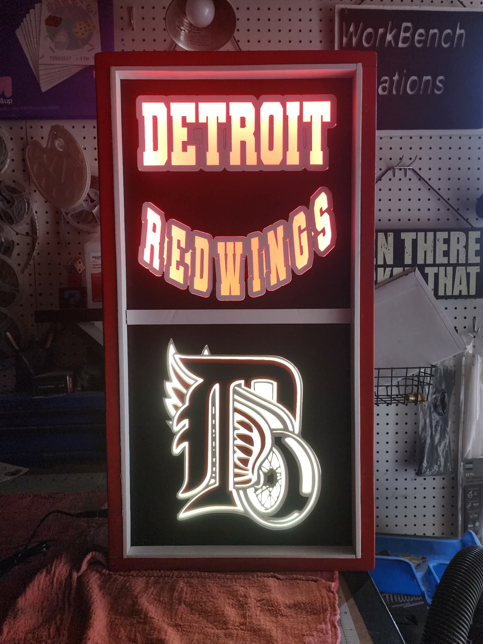 Backlit Detroit Red Wings custom sign